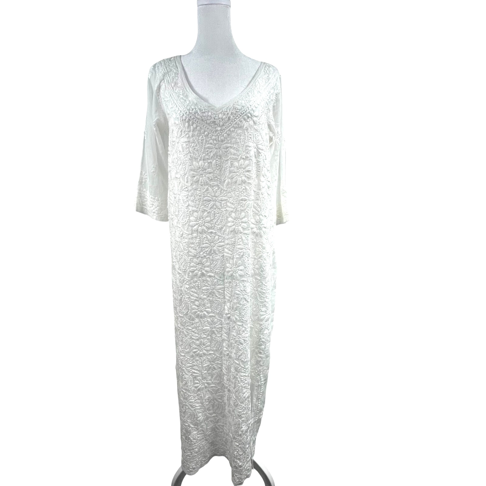 GRETCHEN SCOTT White Embroidered Maxi Dress XS Copacabana Gauzy Beach Wedding
