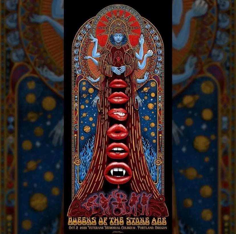 Emek Queens of the Stone Age Portland 2023 QOTSA Poster Numbered 400/400 7x16 in