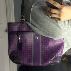 Vintage COACH Signature Heritage Stripe Tote