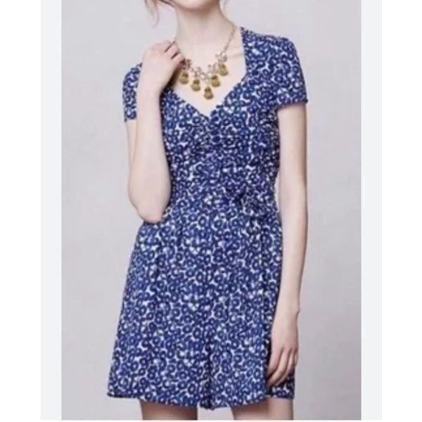 Leifnotes Anthropologie blue floral romper size 6
