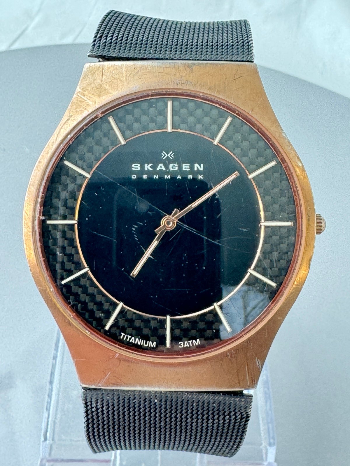 Skagen Titanium 803XLTRB Slim Profile 41mm Mens Watch Black Dial