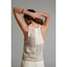 Anthropologie Elliotte Lurex knit halter tank neckline, cream, tan, metallic gol