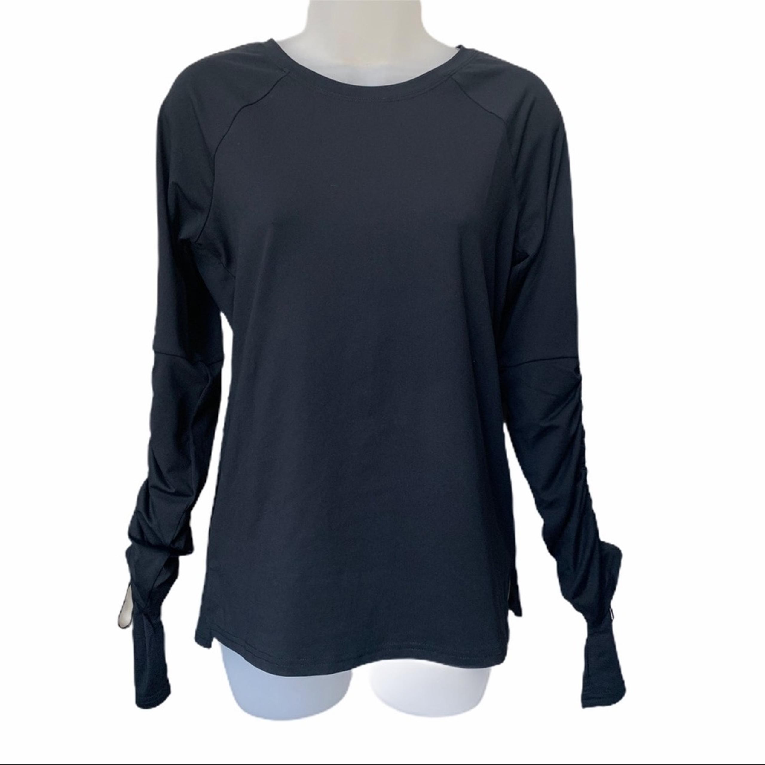 Fabletics Black Long Sleeve Crew Neck Athletic Workout Shirt Women's Size Small