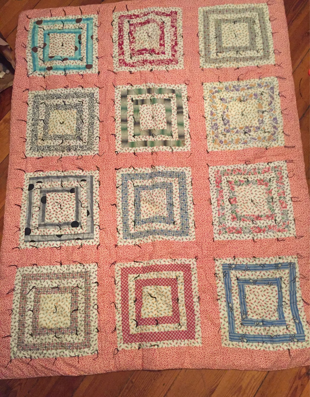Pink Quilt *Free Shipping * Unique Quilt Vintage Quilt Top