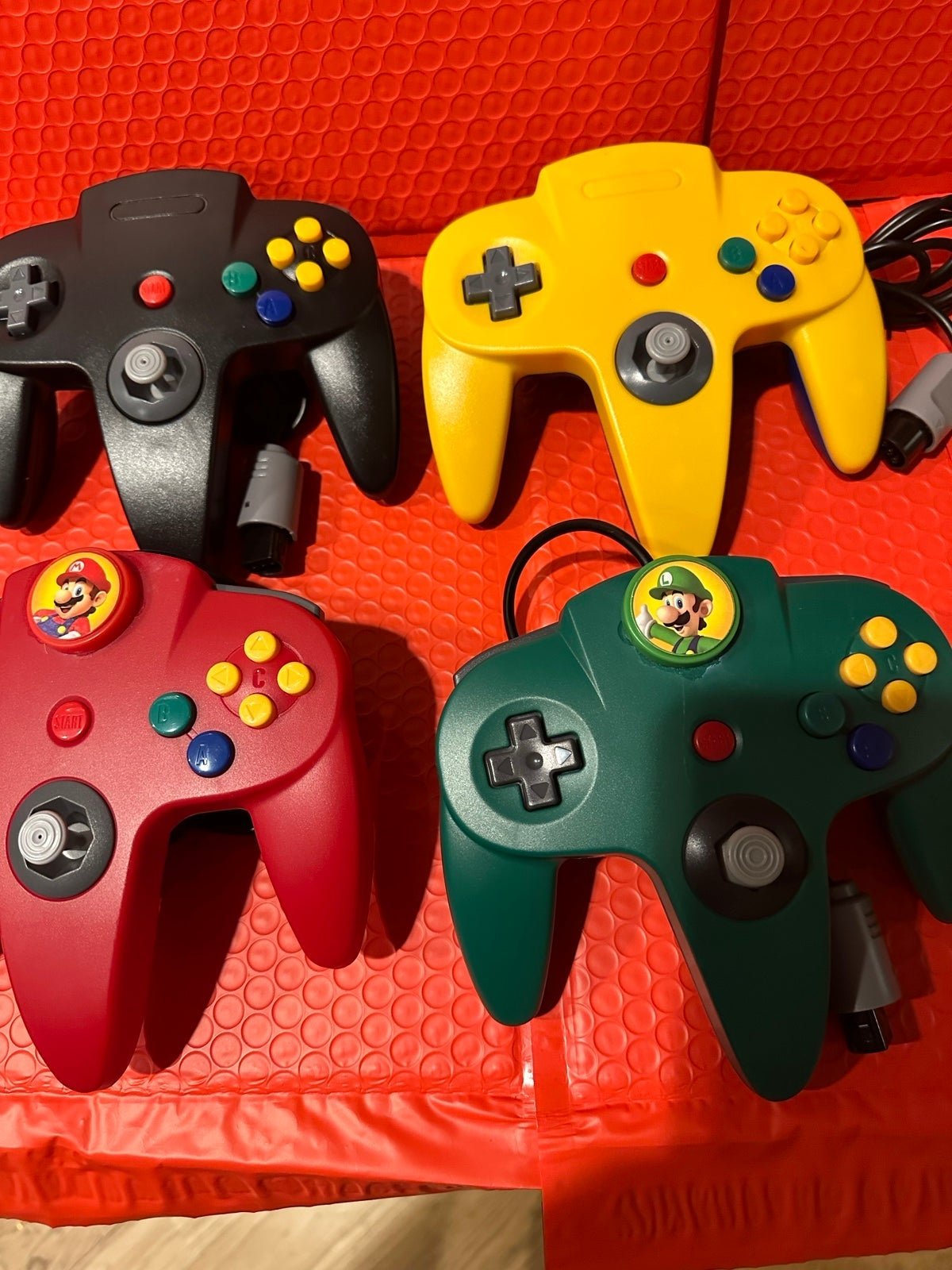 4 Nintendo 64 Controller Red Mario Green luigi unused NEW