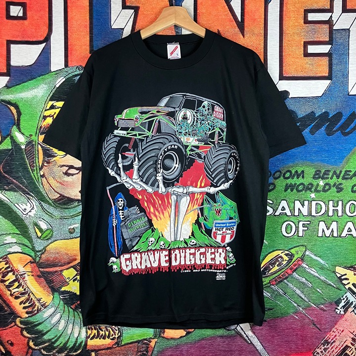 Vintage 90s 1993 Grave Digger Tee Size L