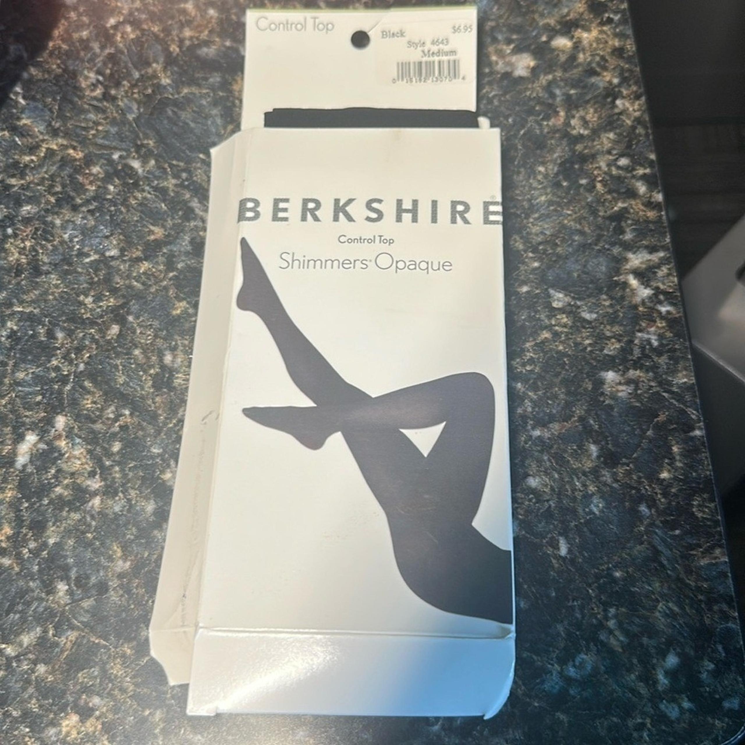Berkshire Control Top Tights Shimmers Opaque Black Medium, BNWT