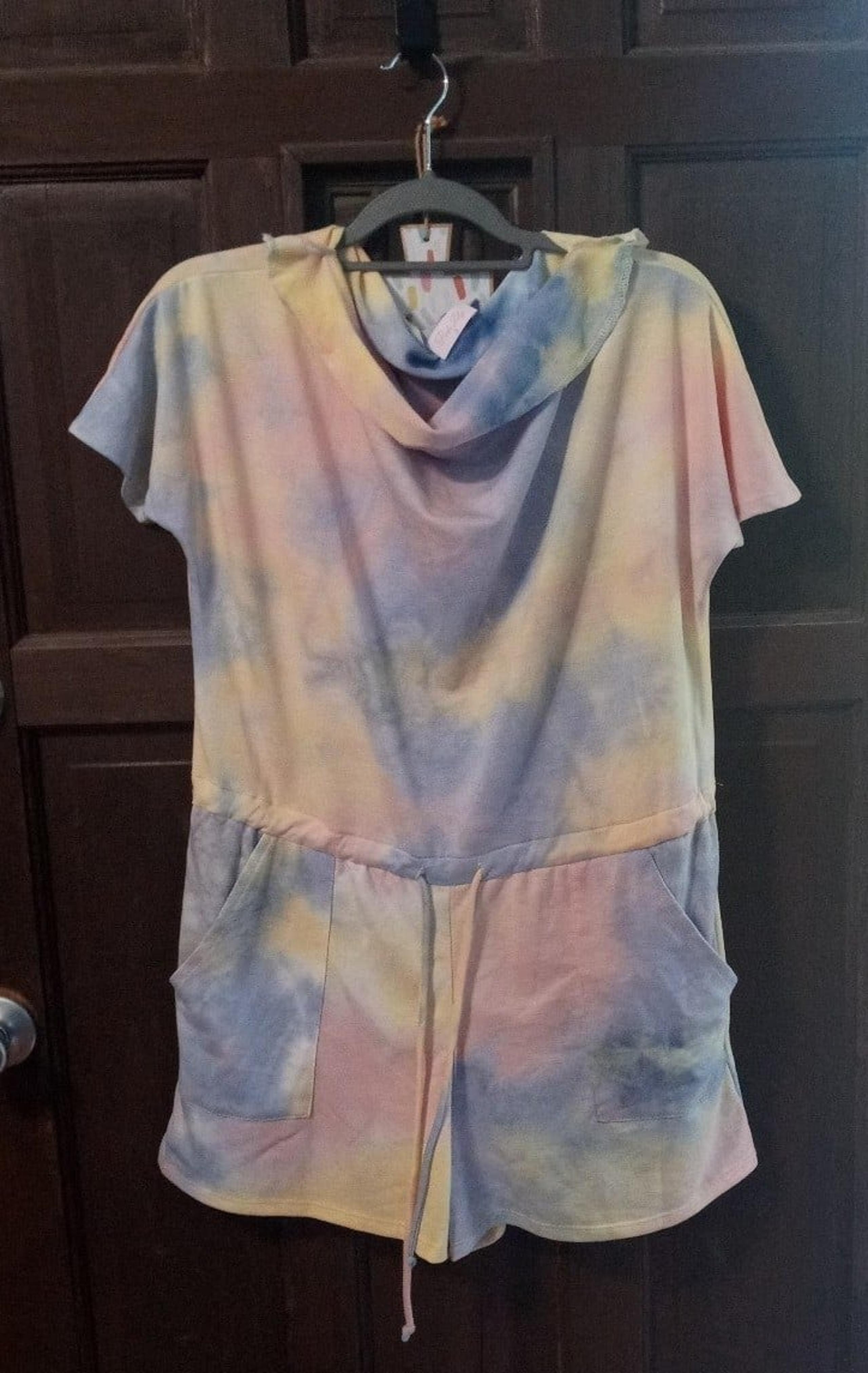 NEW Women's Small Pink Lily Tie Dye Romper
