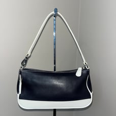 VINTAGE COACH HAMPTON Navy BLUE LEATHER DEMI HANDBAG CLUTCH # 7785