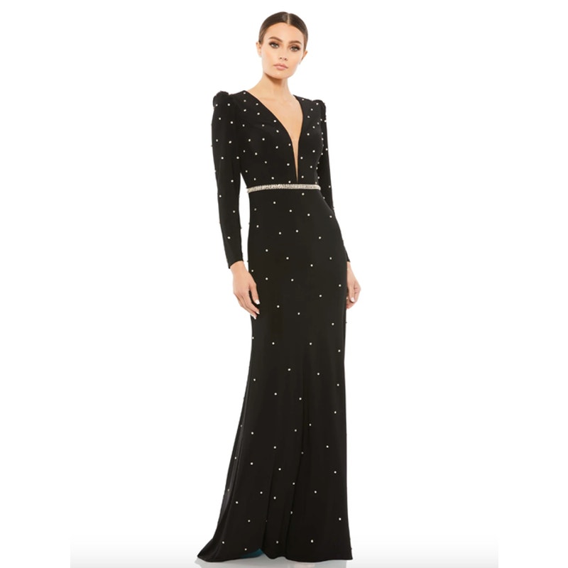 MAC DUGGAL Dress Size 14 Evening Gown Sequin Black NEW Jewel Encrusted
