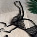 NWT Black Strappy Lace Sexy Lingerie Set Small S