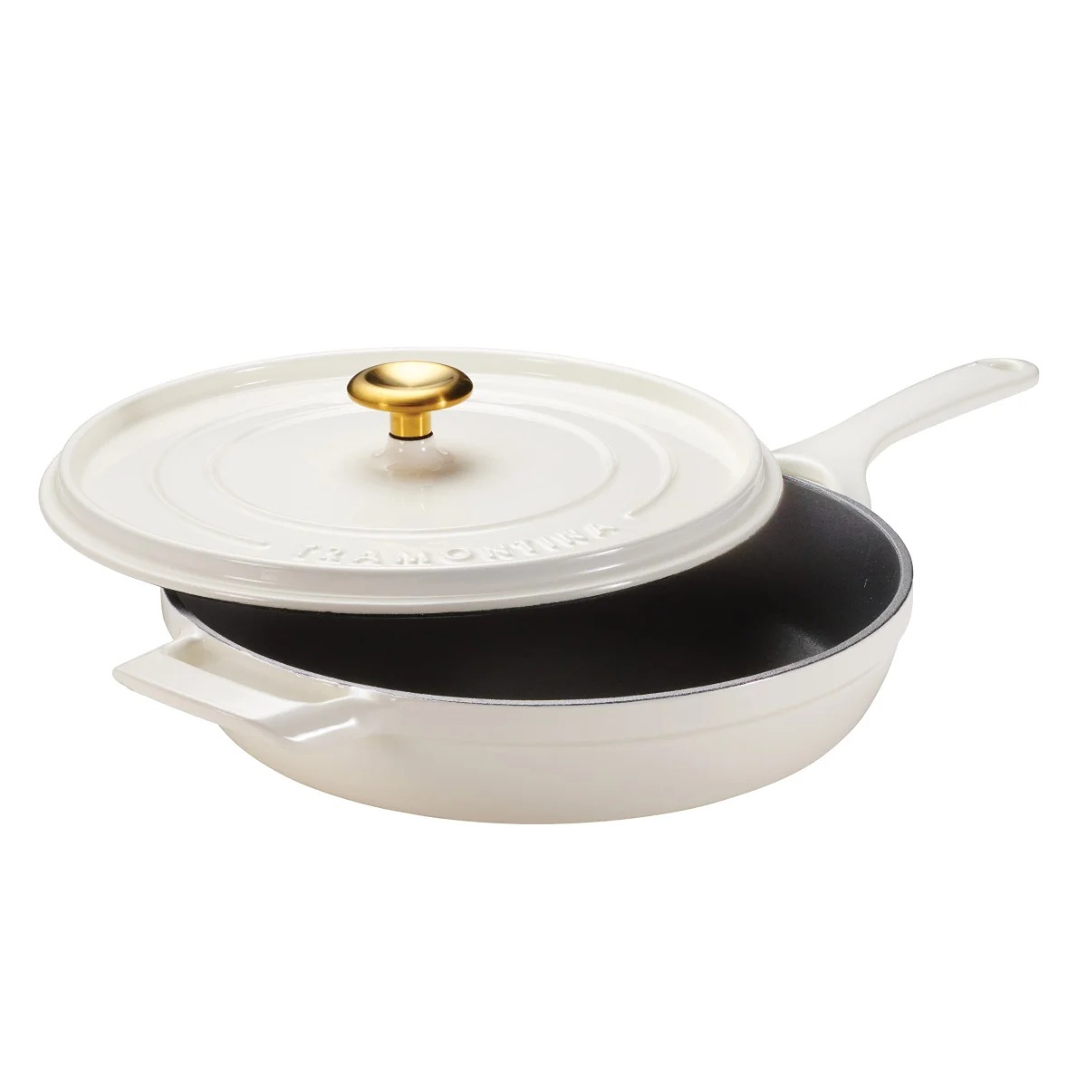 New Tramontina 12 Enameled Cast Iron Skillet with Lid