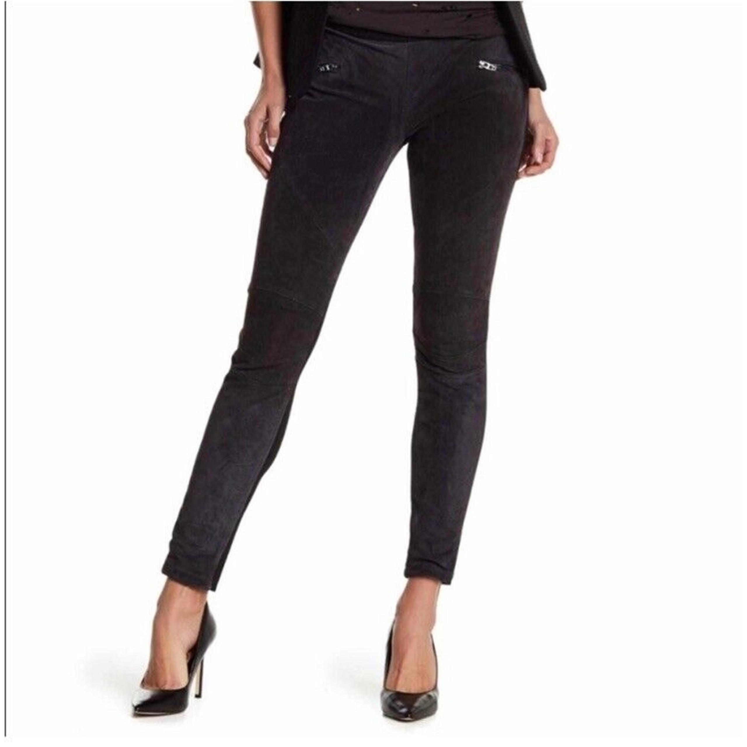 Blank NYC Suede Leather Front Pull On Legging Black Moto Pants Women’s Size 26