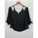 Hollister Cold Shoulder Keyhole Black Satin Top Women's Size Medium NEW