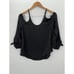 Hollister Cold Shoulder Keyhole Black Satin Top Women's Size Medium NEW