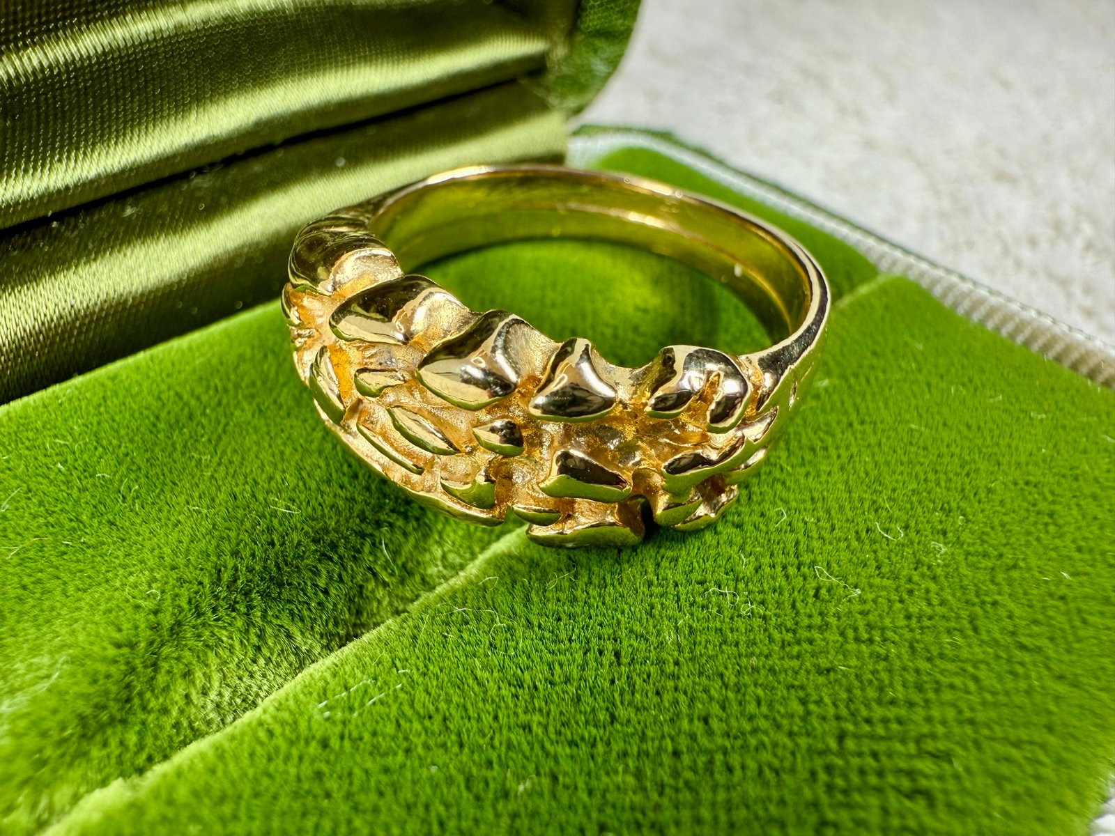 Men's Gold Electroplate, Nugget Style Size 10 Heavy Statement Band, Unique Desig