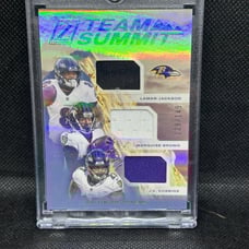 2021 Panini Zenith Team Summit LAMAR JACKSON/BROWN/DOBBINS Patch 129/149 Ravens