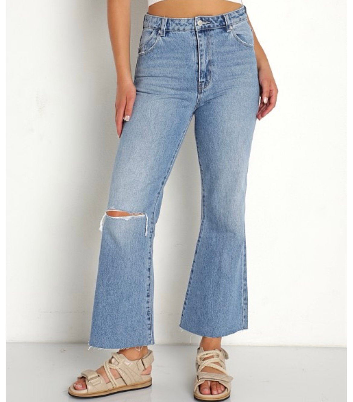 Rolla’s Eastcoast Crop Flare High Rise Denim
