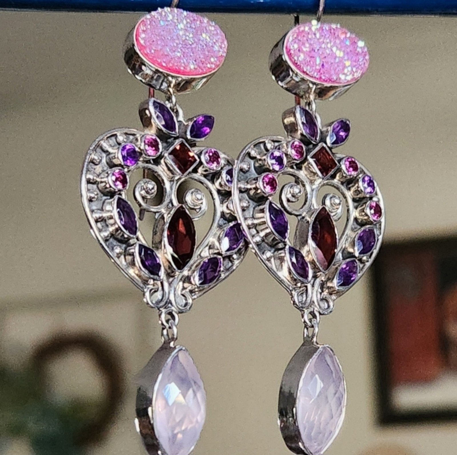 NICKY BUTLER RAJ LIMITED EDITION COLLECTION 925 Sterling Silver Druzy Earrings