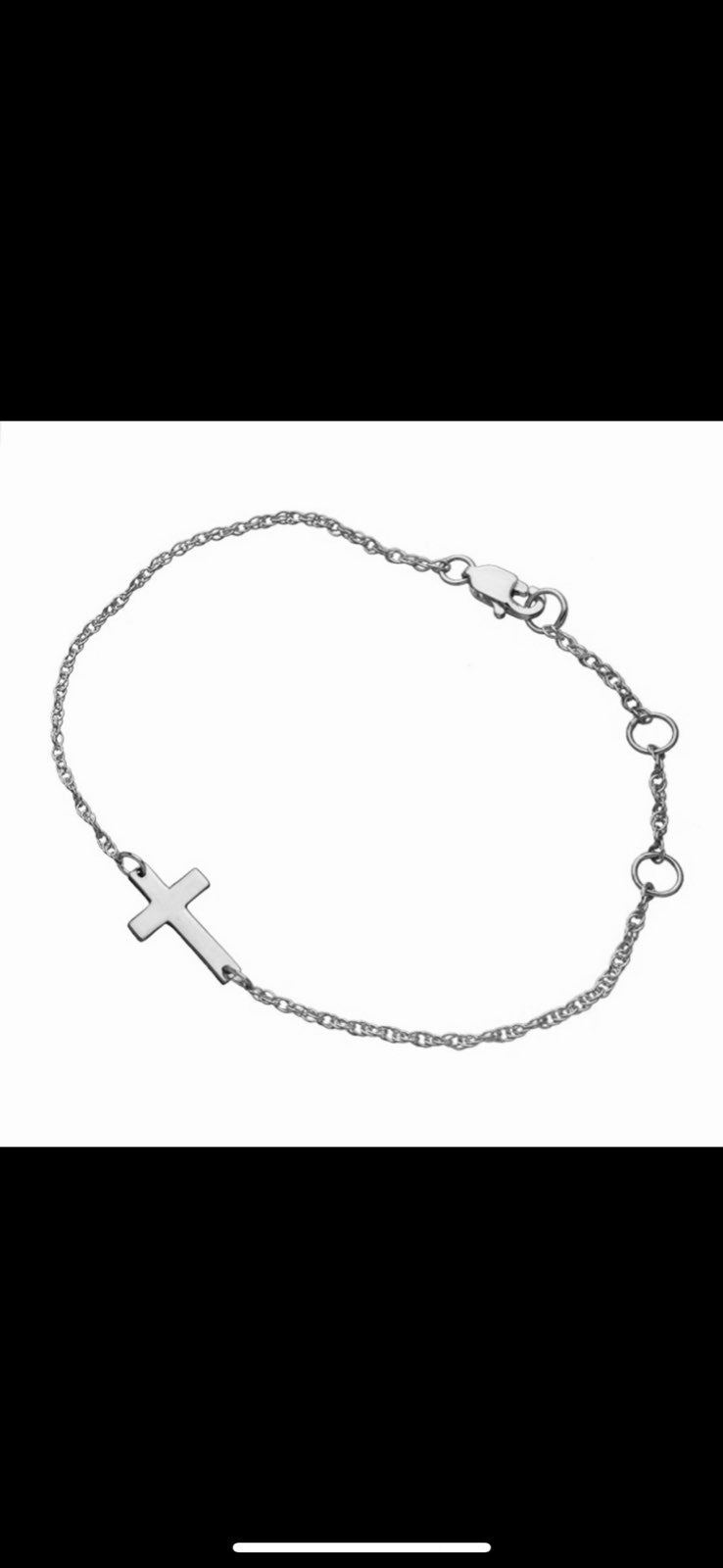 Sterling Silver Side-Cross Bracelet