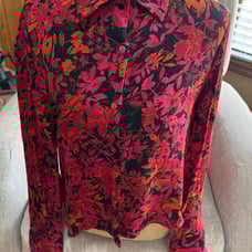 Vintage 90s Rena Rowan 100% Silk Botanical Floral Print Blouse - 10