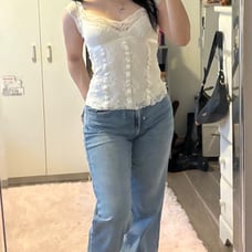 Vintage Candie's cream white lace corset-style top