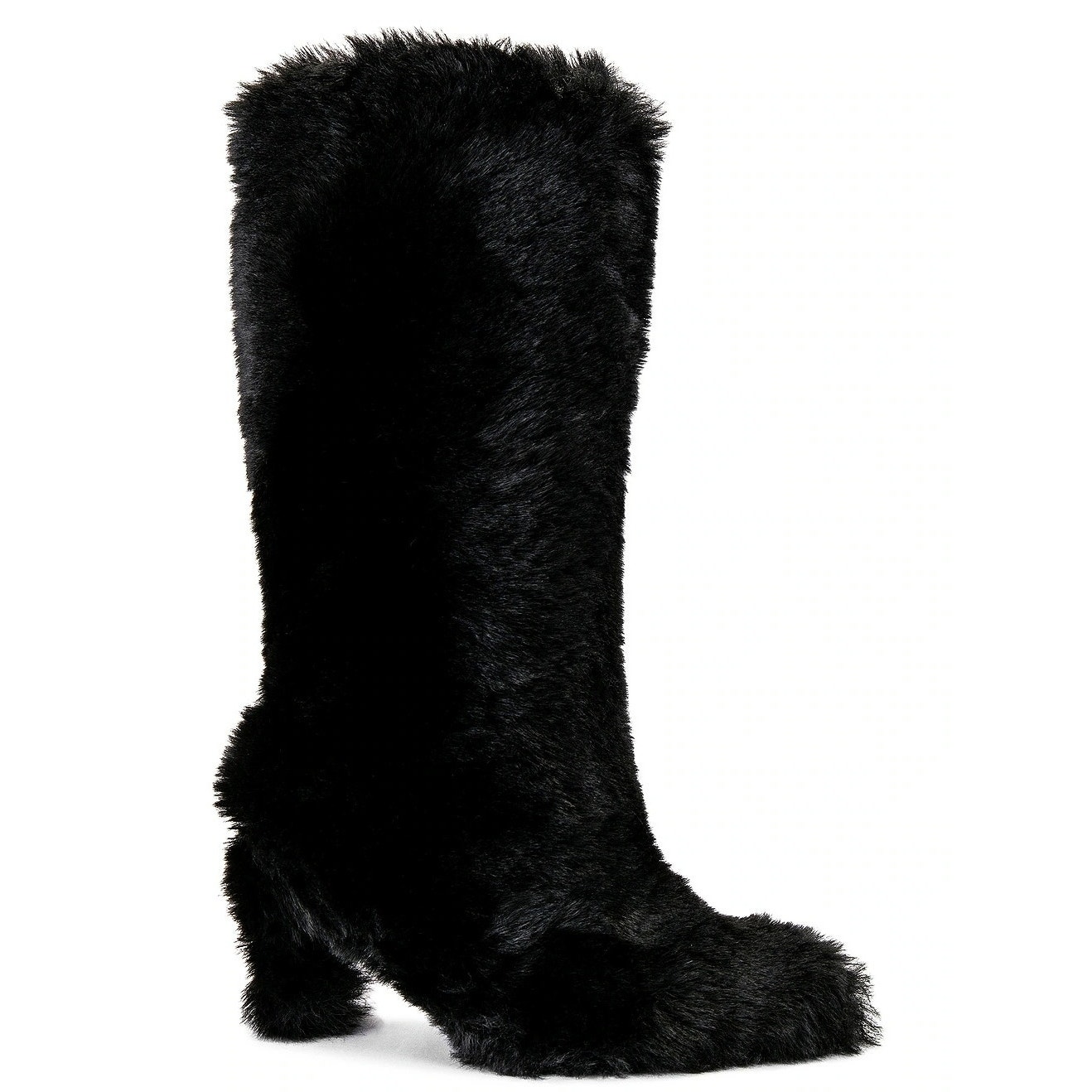 Jeffrey Campbell Fuzzie Heeled Boots Faux Fur Pointed Toe Pull On Sz 8.5M