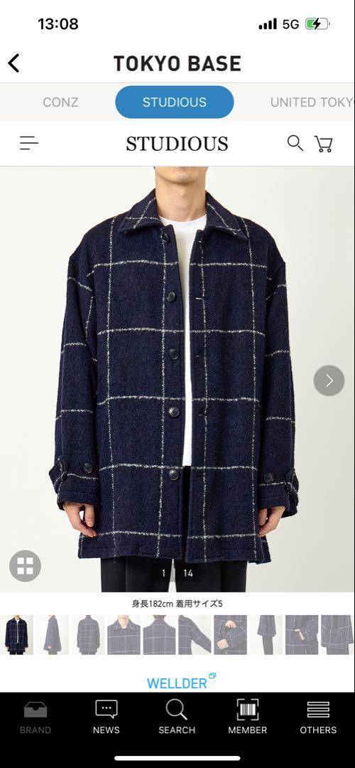 STUDIOUS WELLDER Navy Check Pattern Jacket L