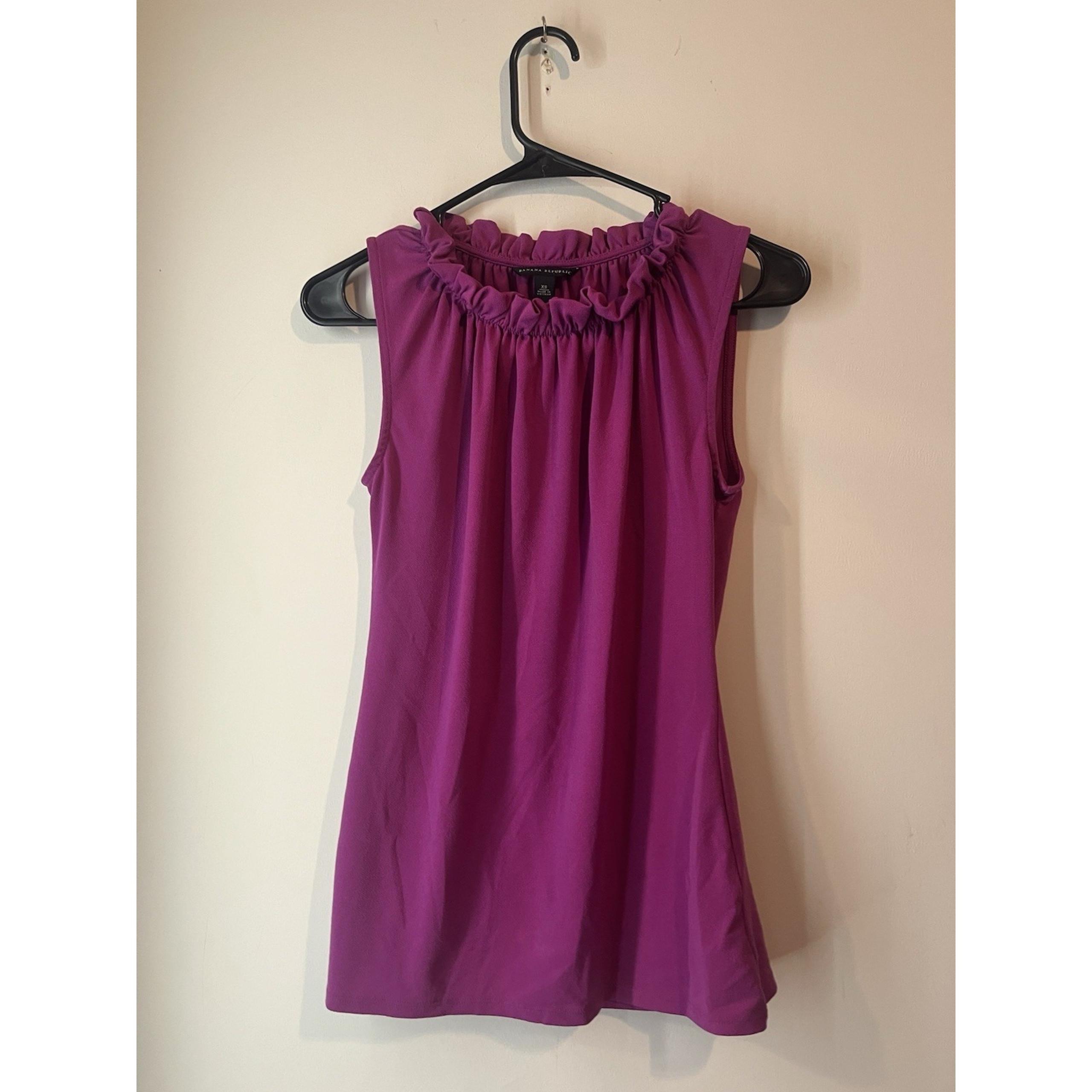 Banana Republic Sleeveless Halter Top fuchsia Purple Ruffle Neck Size XS