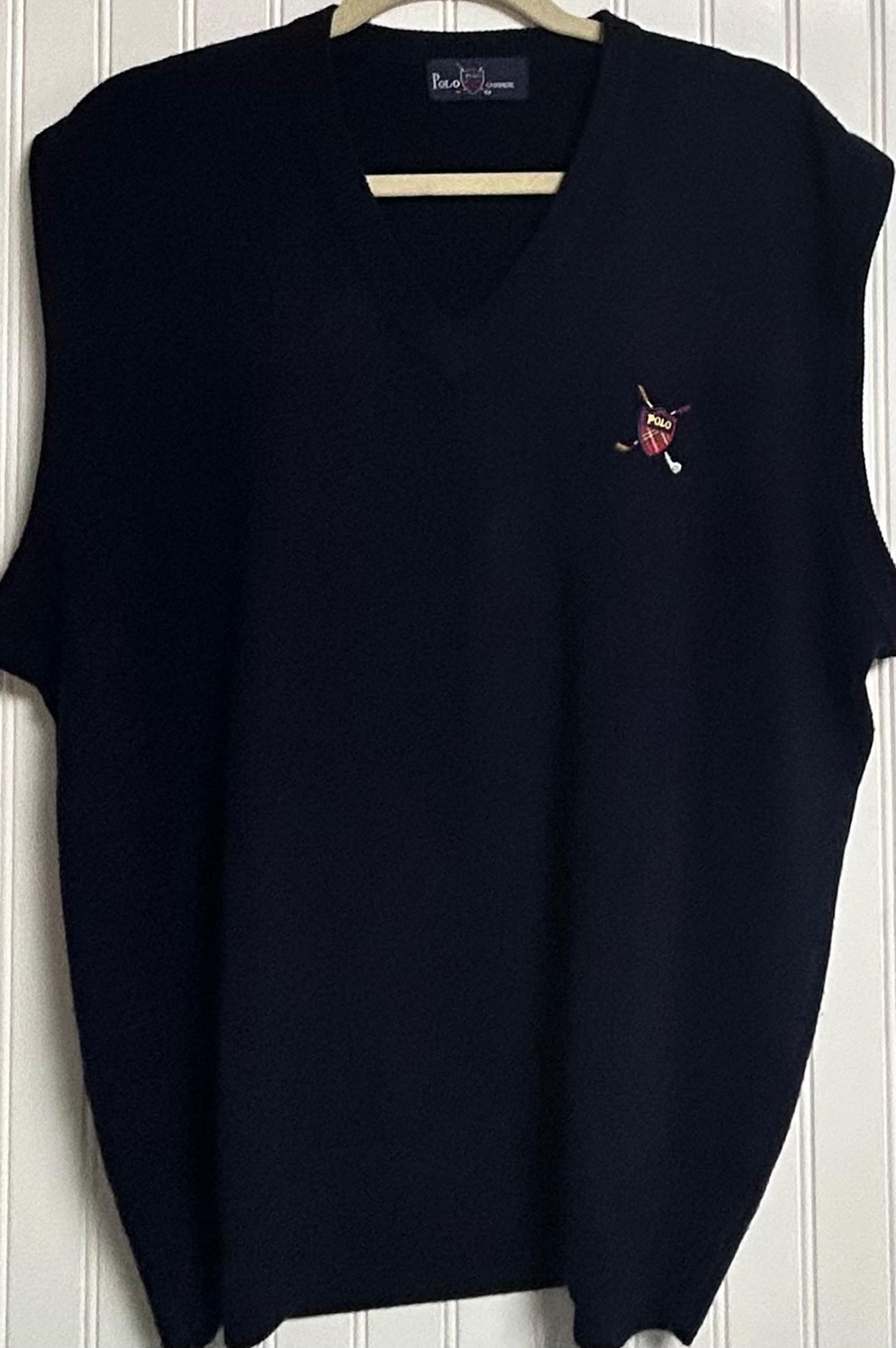 POLO GOLF RALPH LAUREN Men’s Sweater Vest Navy Blue 100% Cashmere
