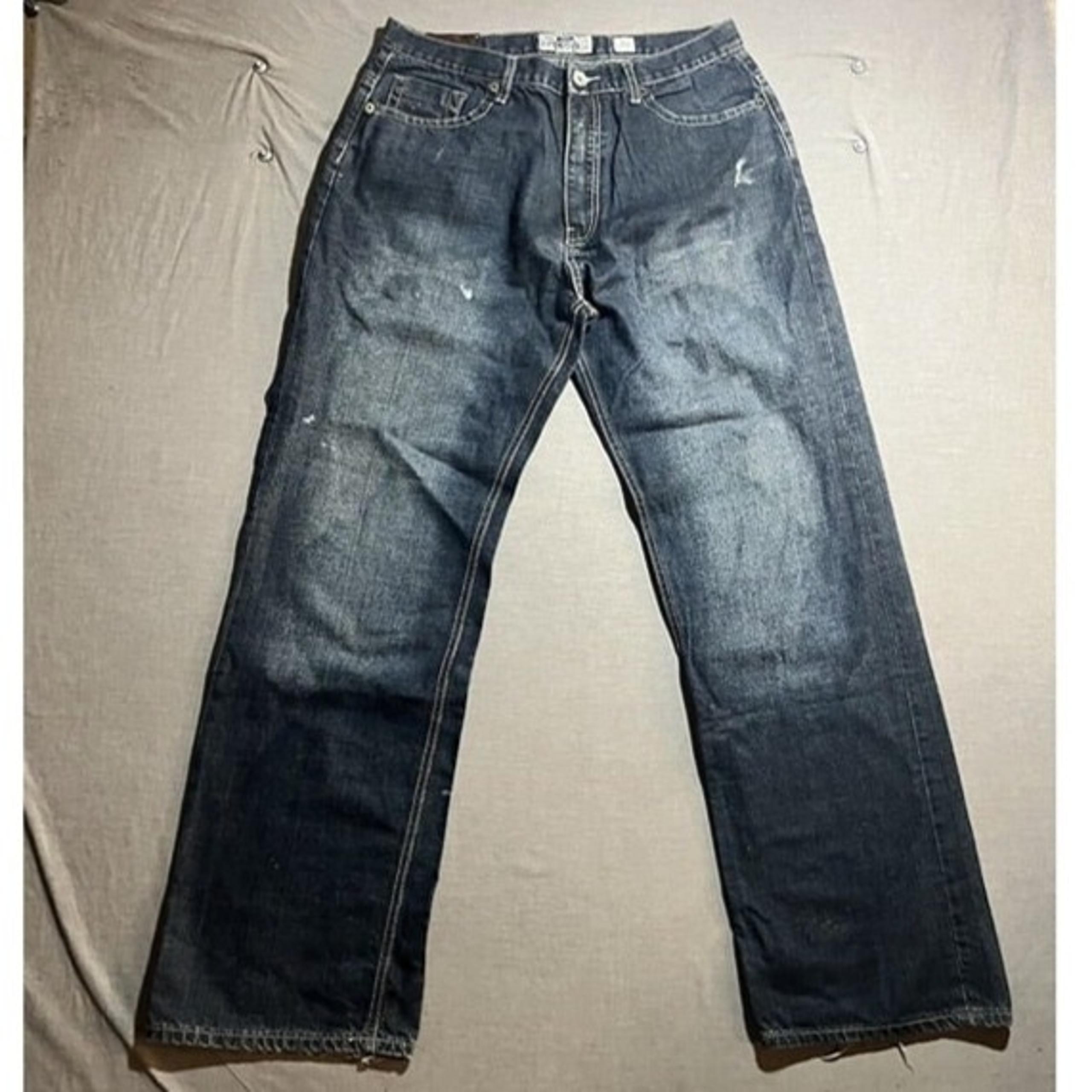 Akdmks Jeans Mens 34x32 Blue Denim Baggy Hip Hop Zip Fly Dark Wash Y2K