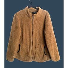 LEVEL 8-WOMENS BROWN COZY FULL ZIPUP CLOSURE SIDE POCKETS SHERPA SWEATER SIZE XL