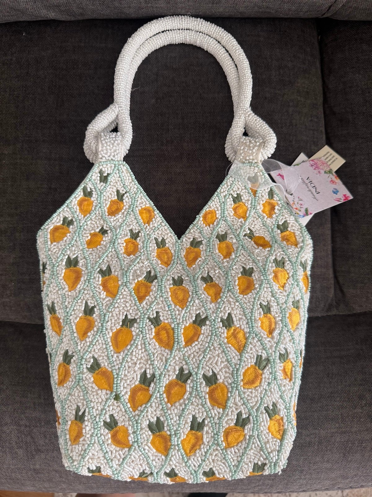 lemon beaded bag