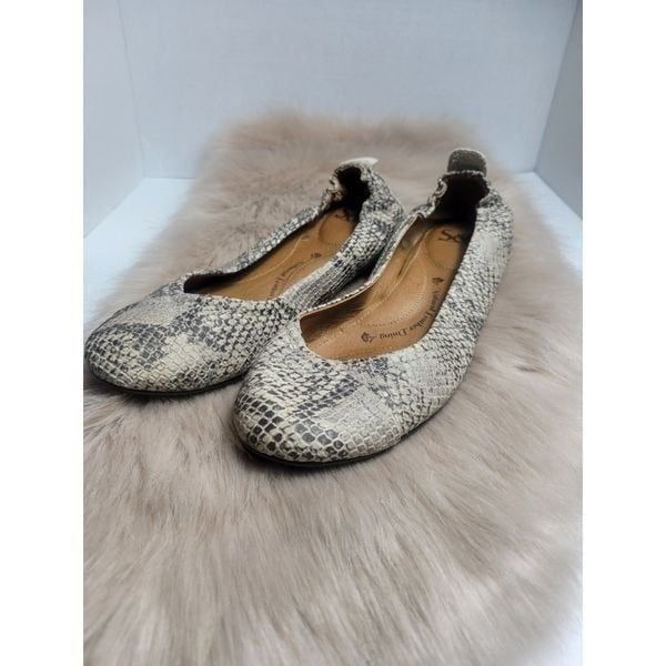 Söfft Sydney Paloma Tan Snakeprint Smokey Grey Leather Ballet Office Flats Shoes