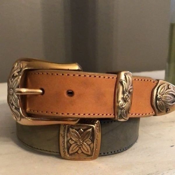 Brighton Color block leather Concho style belt