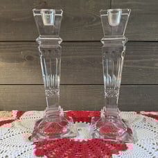 Neiman Marcus Crystal Glass Candle Stick Holders 10.25” Set Of 2