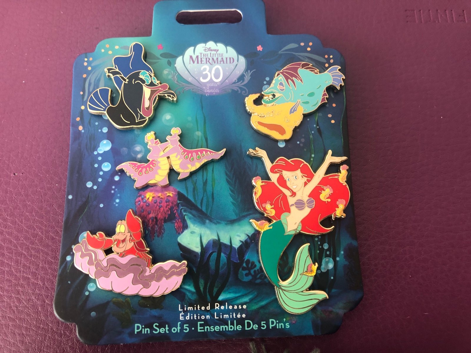 Disney Limited Release The Little Mermaid Ariel 30th Anniversary 5 Pin Set
