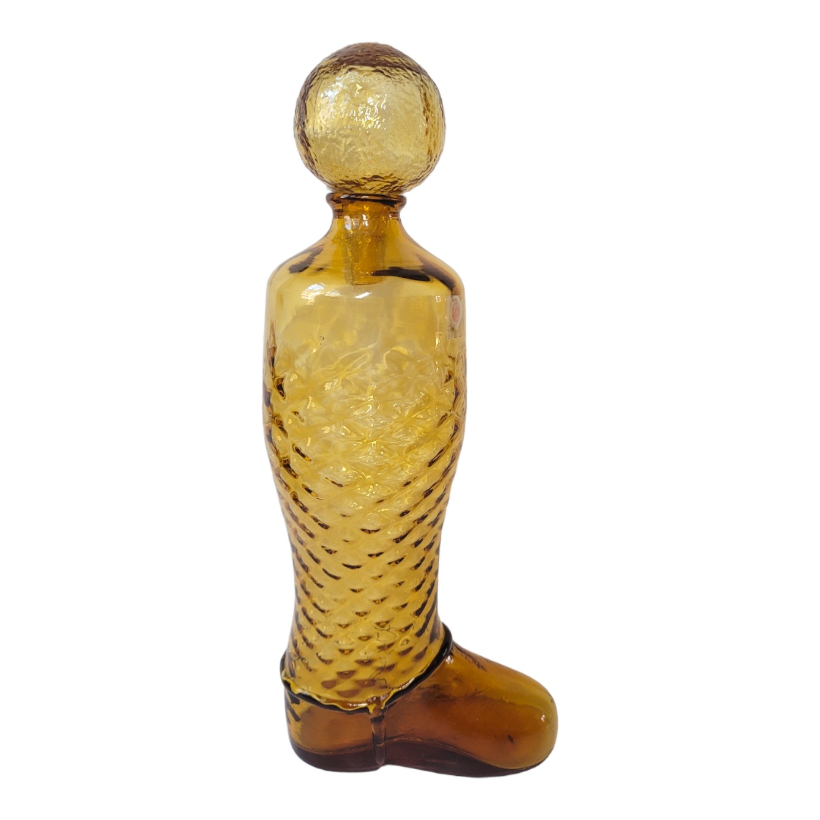 Empoli Italy boot decanter genie optic amber 16in