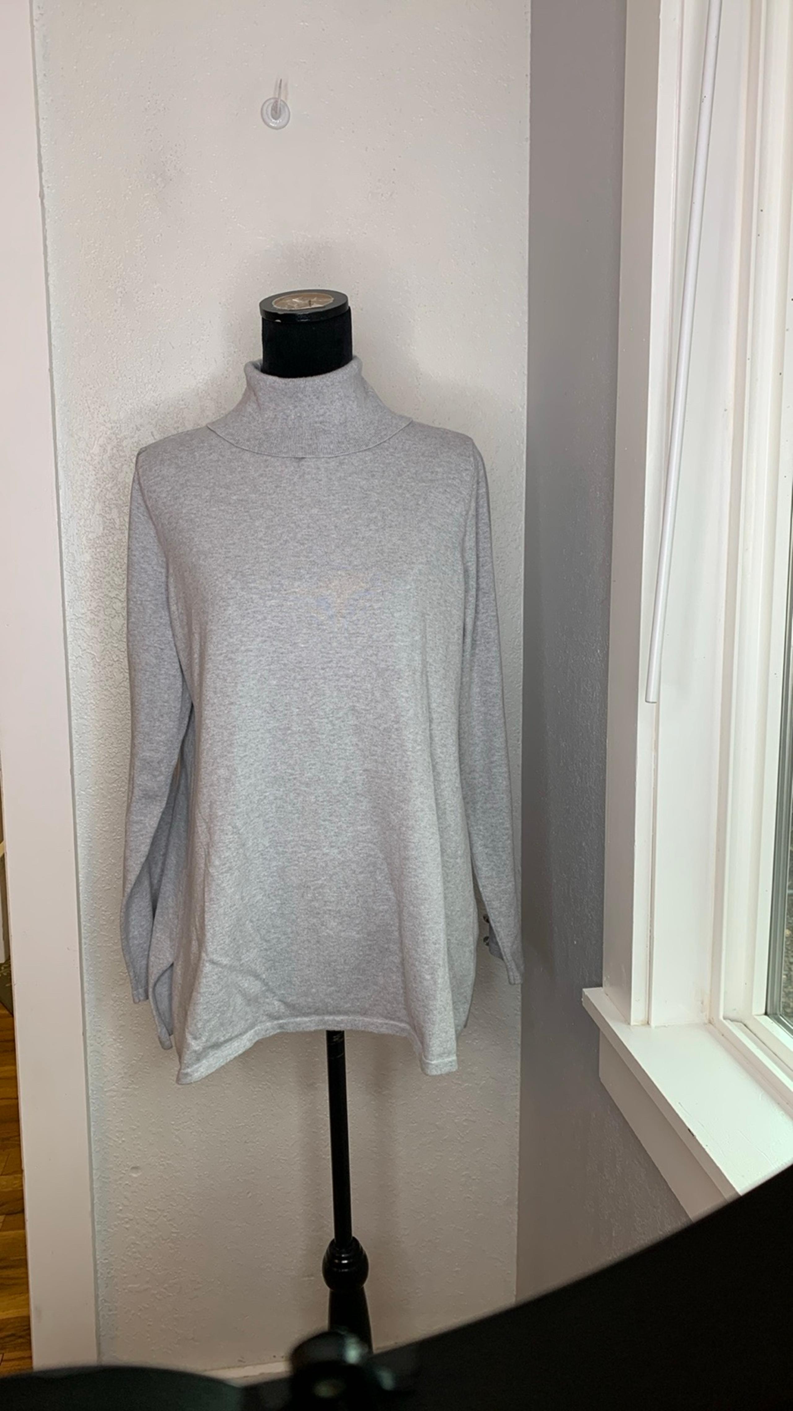 Soft Surroundings grey knit sweater long sleeve tunic cotton blend size Large