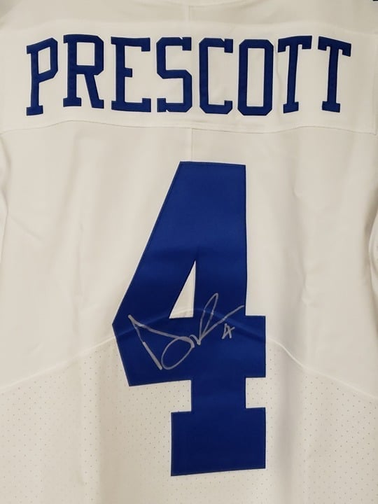 COA Dak Prescott Signed Dallas Cowboys Authentic Wht Nike Elite On Field Jersey