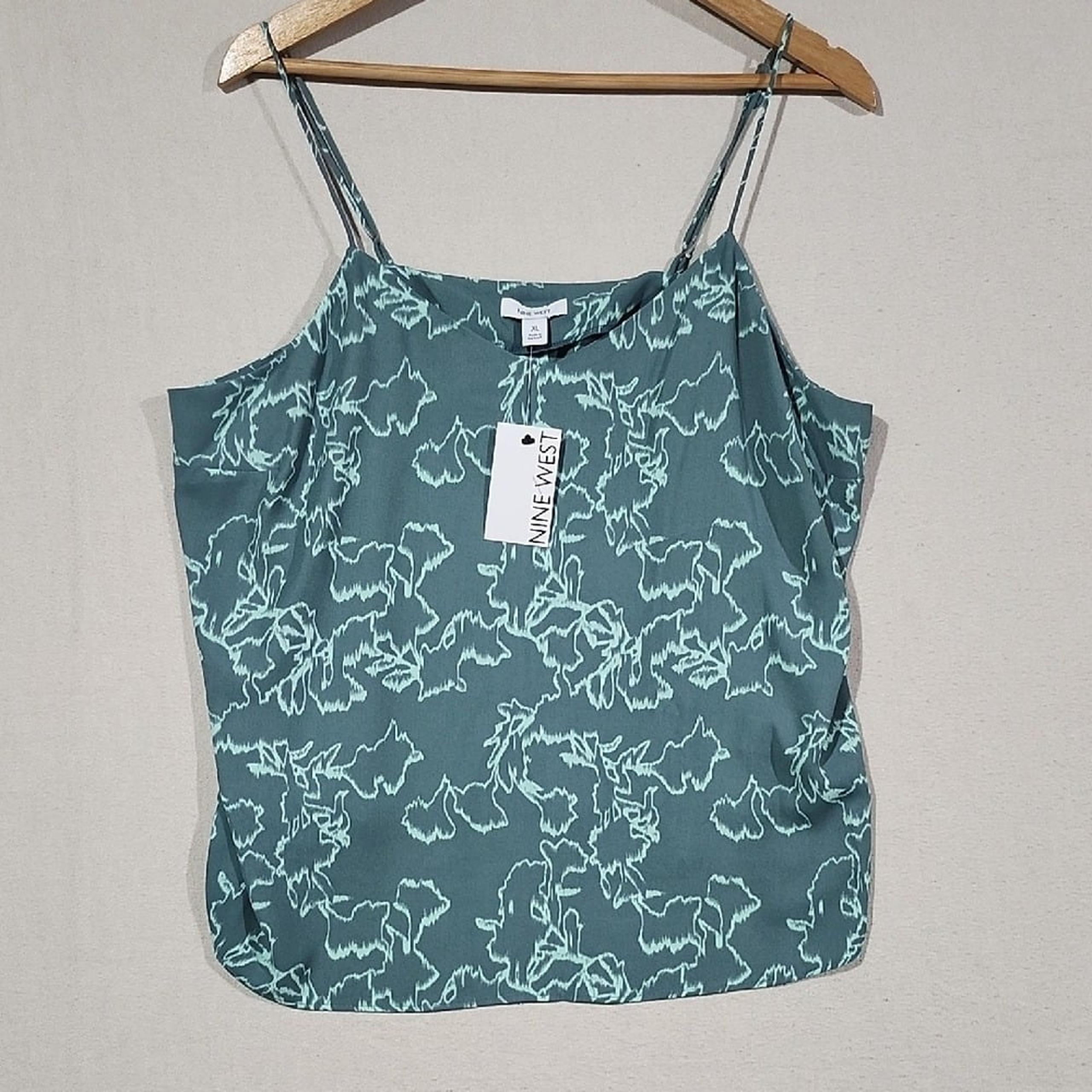 Nine West NWT Camisole Lightweight Adjustable Strap Women XL Green Tones