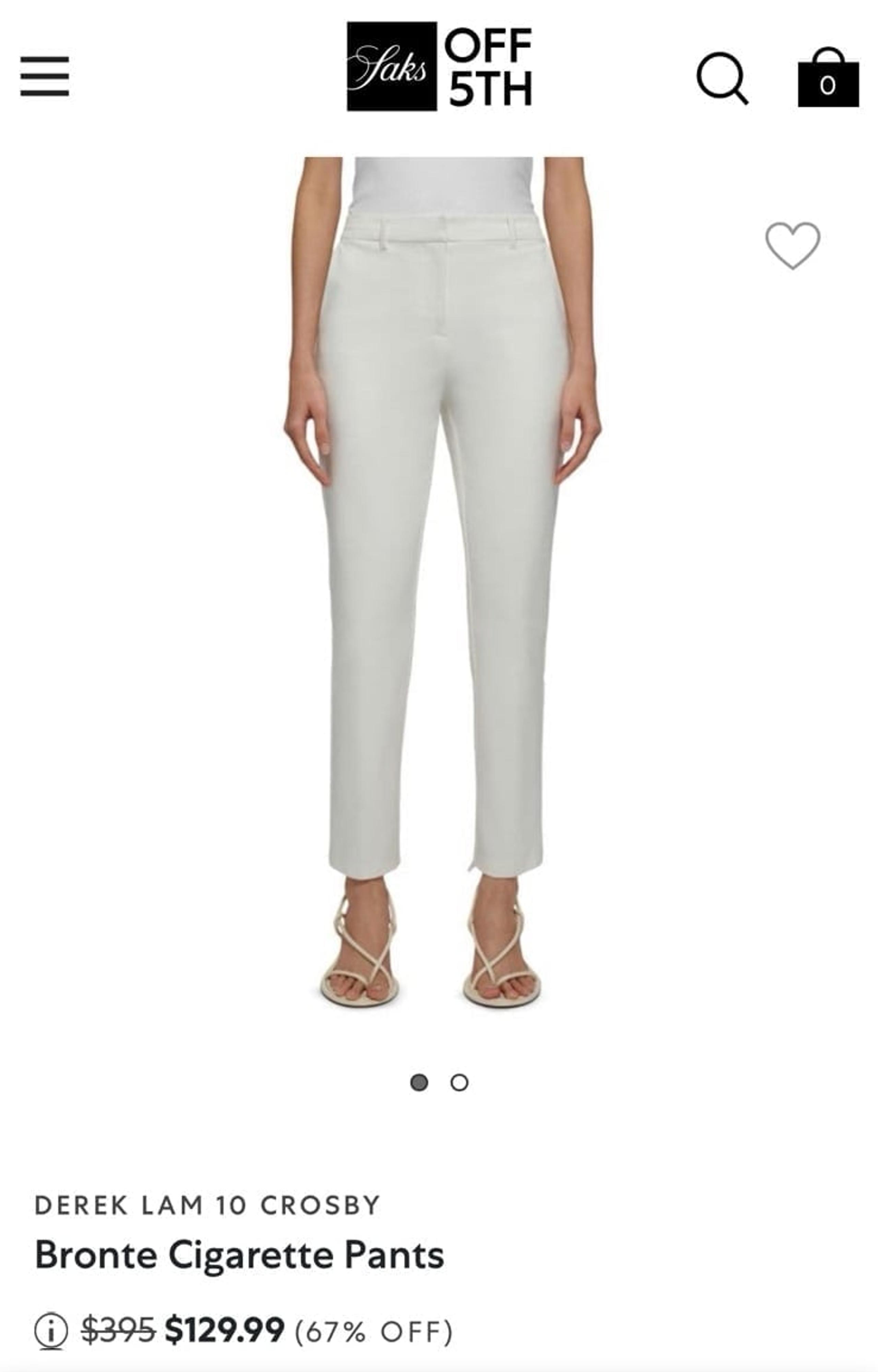 BNWT Derek Lam 10 Crosby Bronte Cigarette Pants size 10. MSRP $395