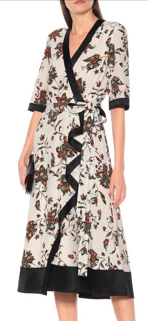 Tory Burch Women's Floral Silk Midi Wrap Dress size 2