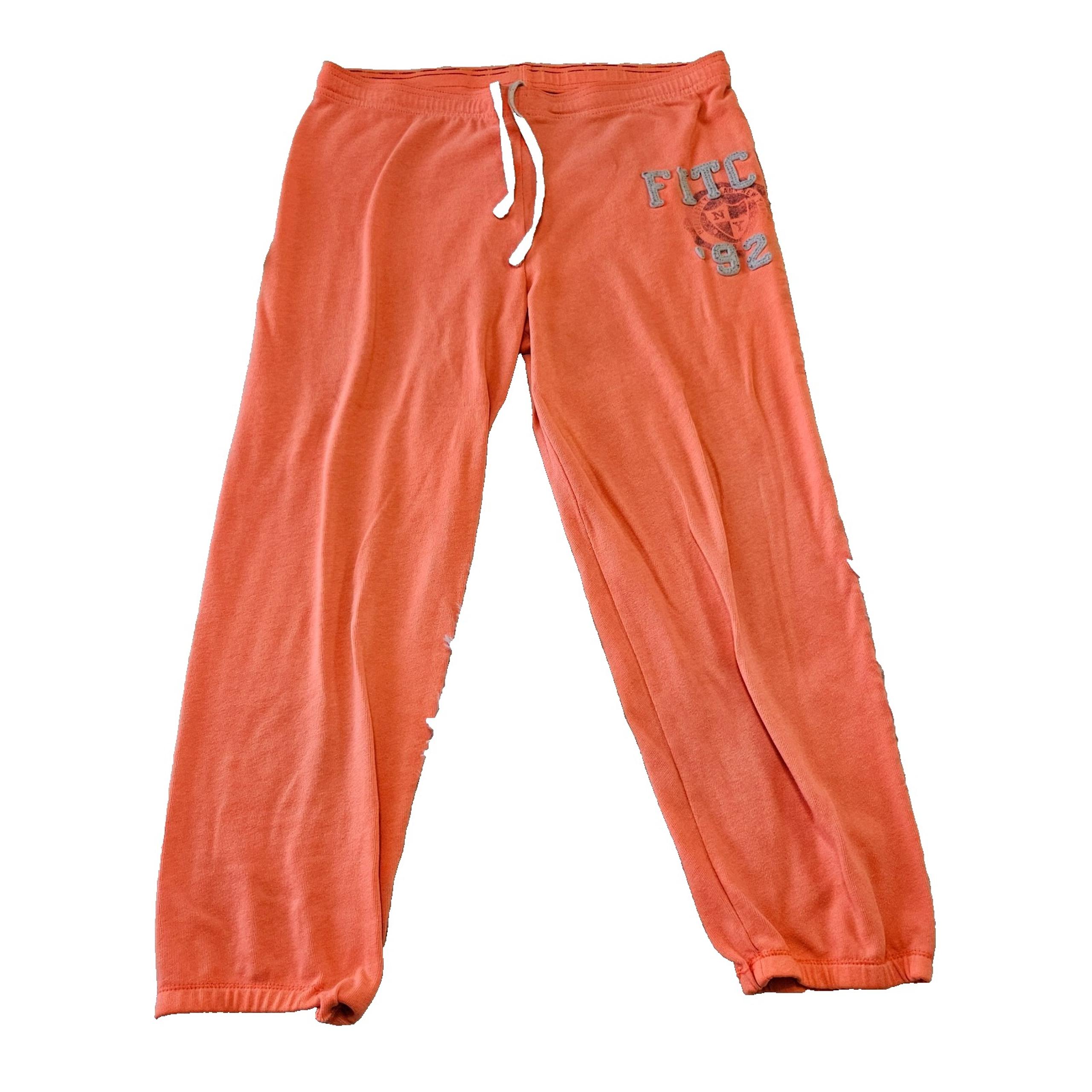 Abercrombie & Fitch Sz M Y2K Style Bright Coral Leg Spell Out Sweatpant Joggers