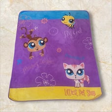 Purple Littlest Pet Shop Blanket 46”x58” Fleece Blanket Bumblebee Monkey Cat