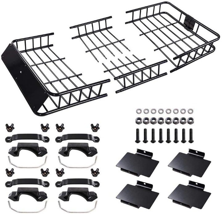 64 Universal Black Roof Rack Cargo with Extension Car Top Luggage Holder Carrie