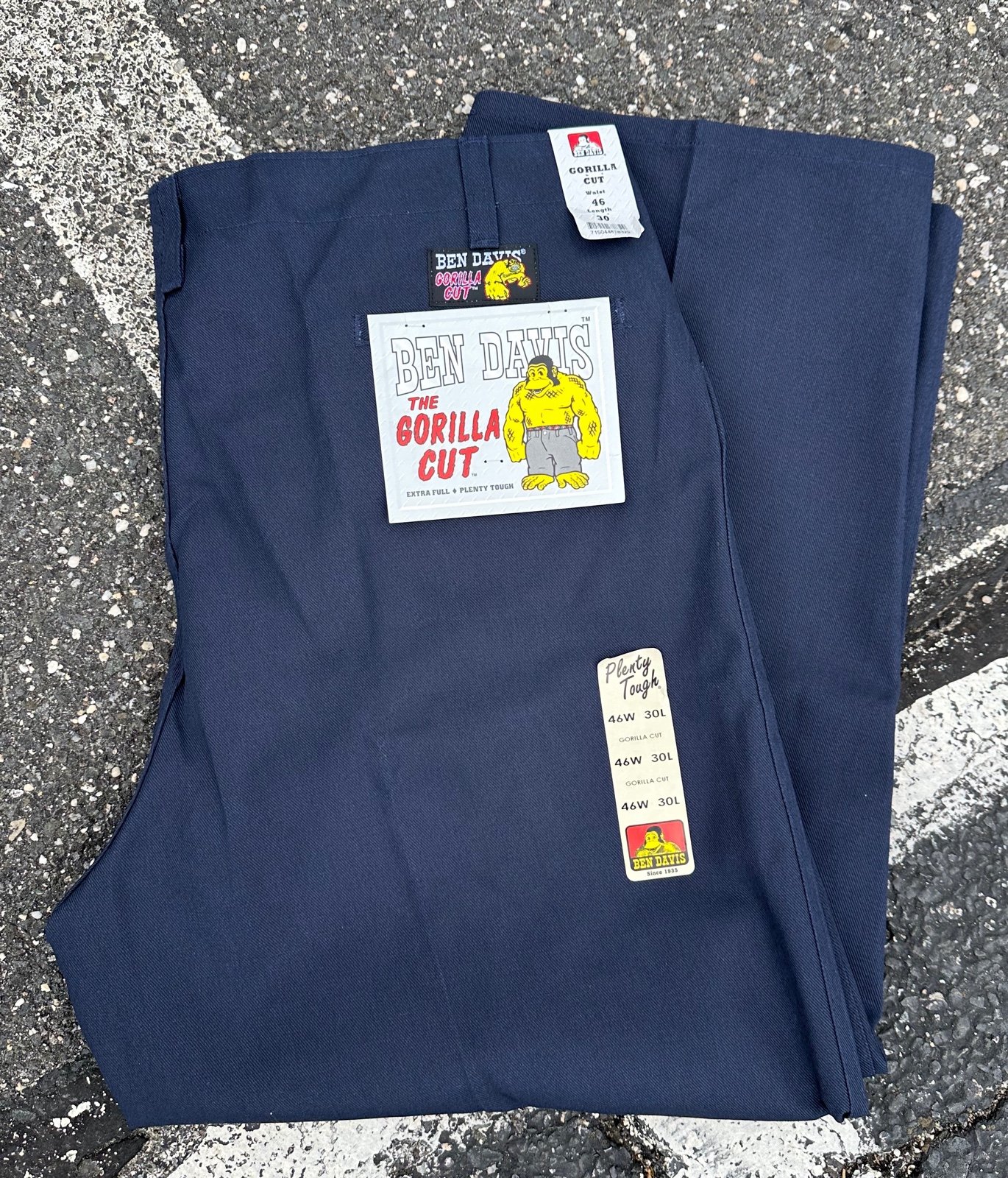 DEADSTOCK BEN DAVIS Gorilla Cut PANTS MENS 46 X 30 NAVY W TAGS WIDE LEG RARE