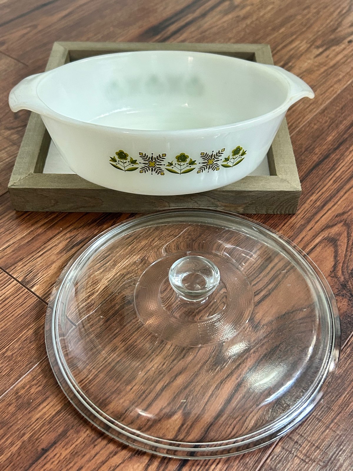 Anchor Hocking Fire King Meadow Green 437 1 1/2 Qt Casserole Dish With Lid VTG