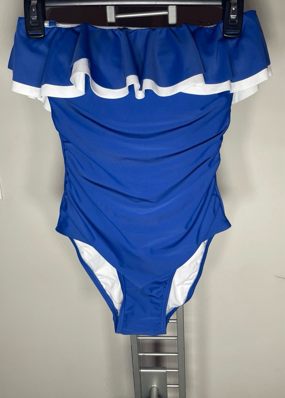Tommy Hilfiger Blue and White Off-the-Shoulder One Piece
