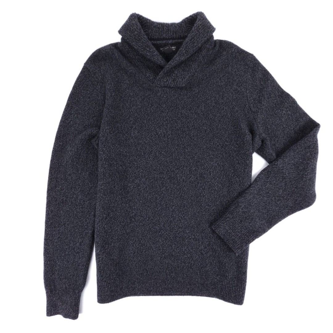 BANANA REPUBLIC 100% Merino Wool Shawl Collar Sweater Old Money Gray Large